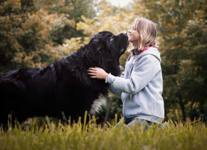 woman with big dog