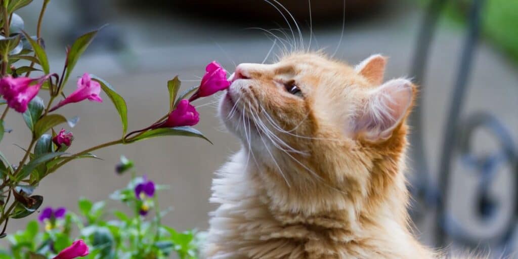 cat smell flower compressed