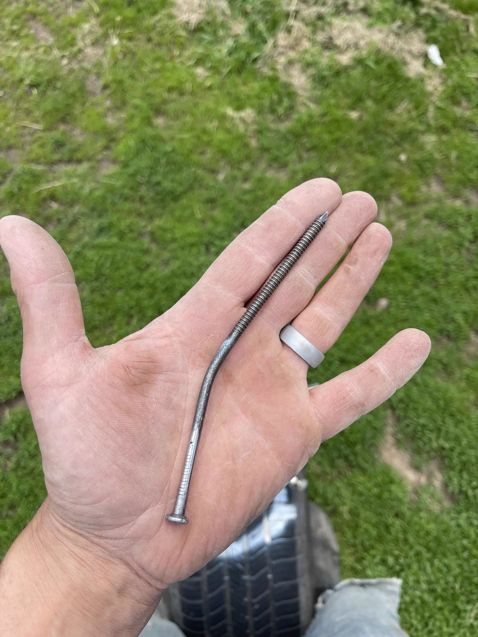 Why Are These 11 Things So Absurdly Oversized? đ« 20 Enormous nail stuck in a car tire that is absurdly large