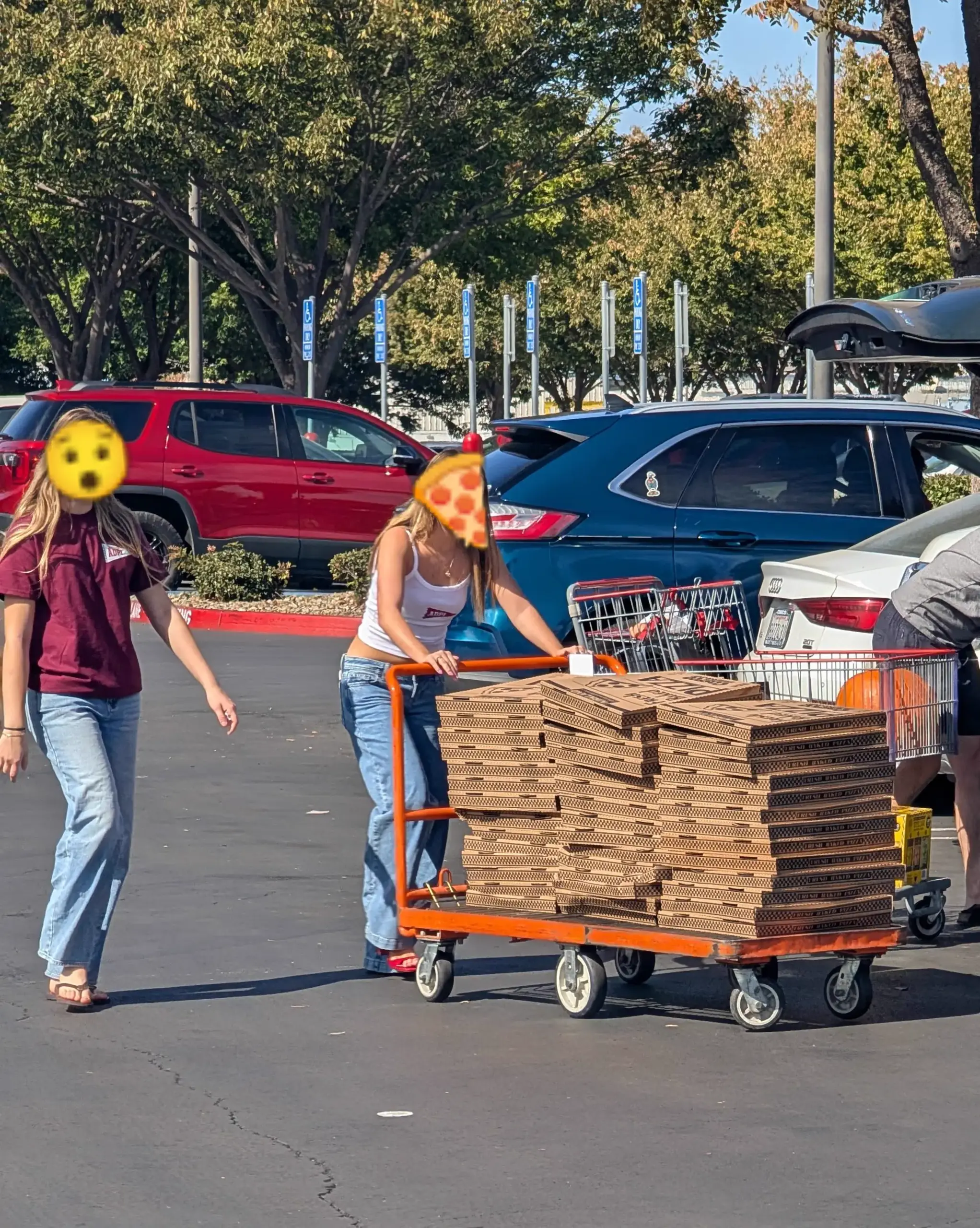 absolute units of a cart of pizzas scaled